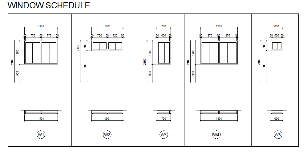 Window schedule plan and section autocad file
