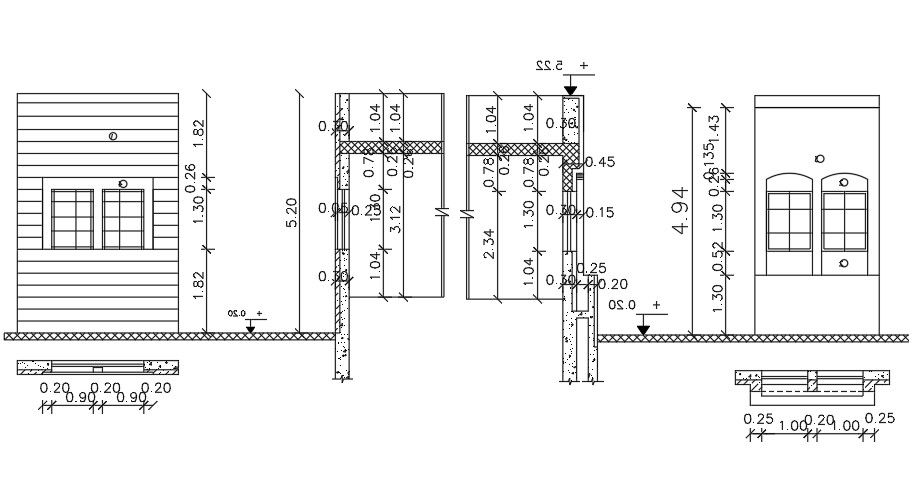 Window Elevation And Section Drawing CAD File