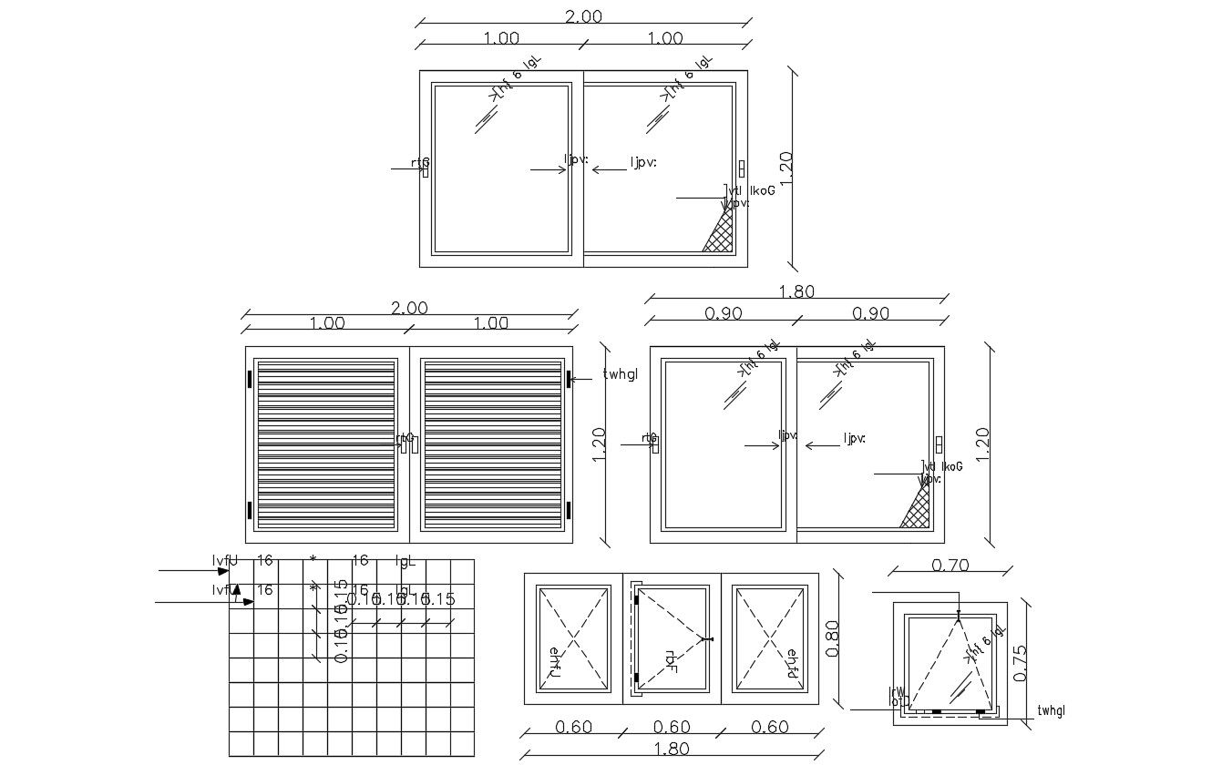 Window Elevation Design Fee DWG File
