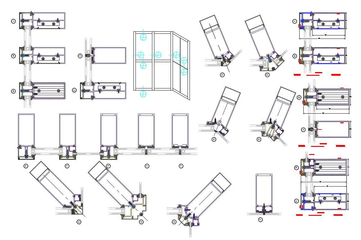 Window Hinges CAD Blocks Design DWG File