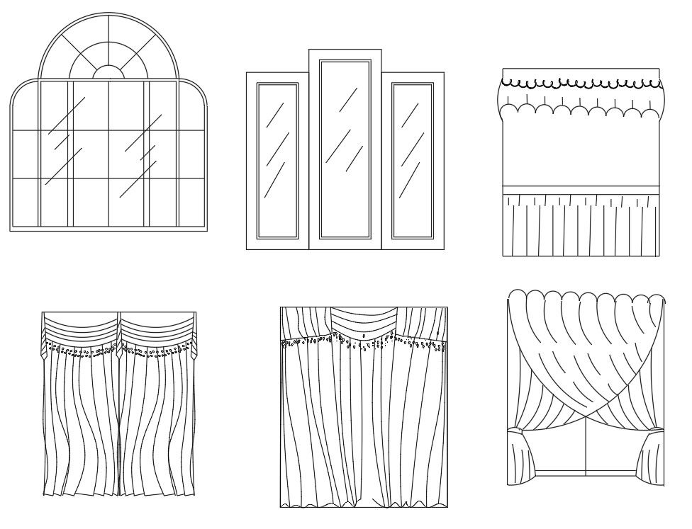 Window With Curtain Drawing Free CAD Blocks 