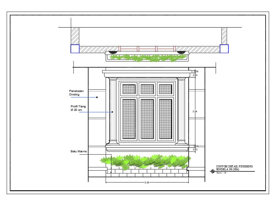 Window With Lintel CAD Drawing Free Download DWG File