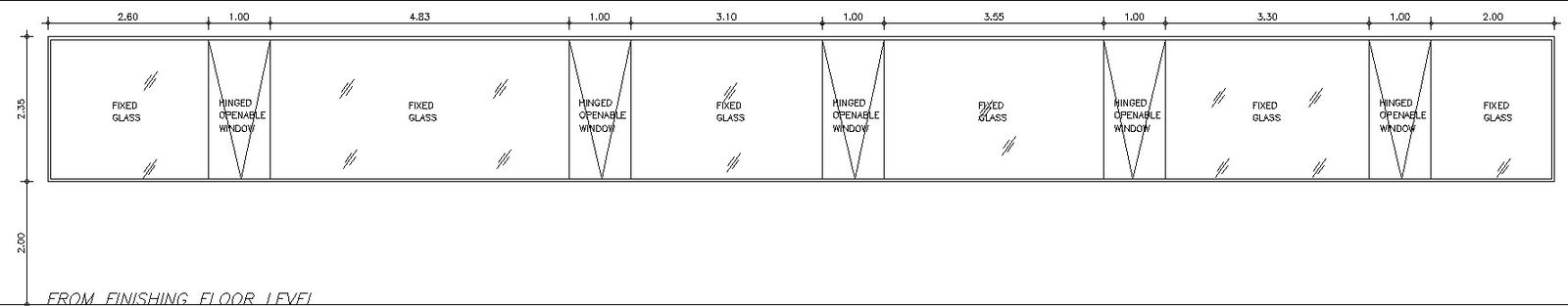 Window elevation from finish floor level in AutoCAD dwg file.