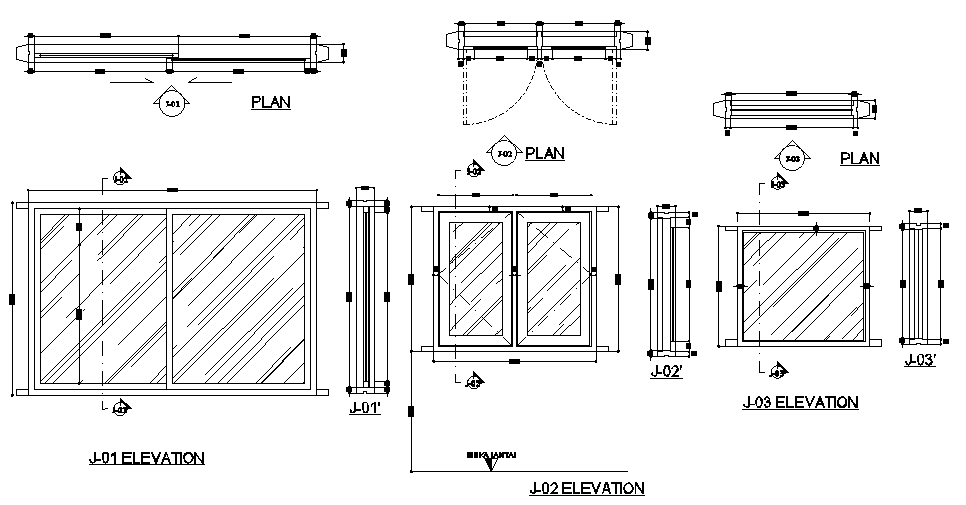 Window elevations are given for 5x19m office building in this Autocad drawing file. Download now.