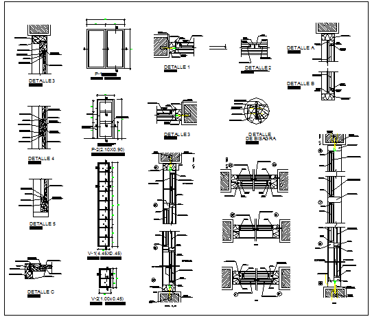 Windows Detail Drawing with Plan Section Elevation and Levels
