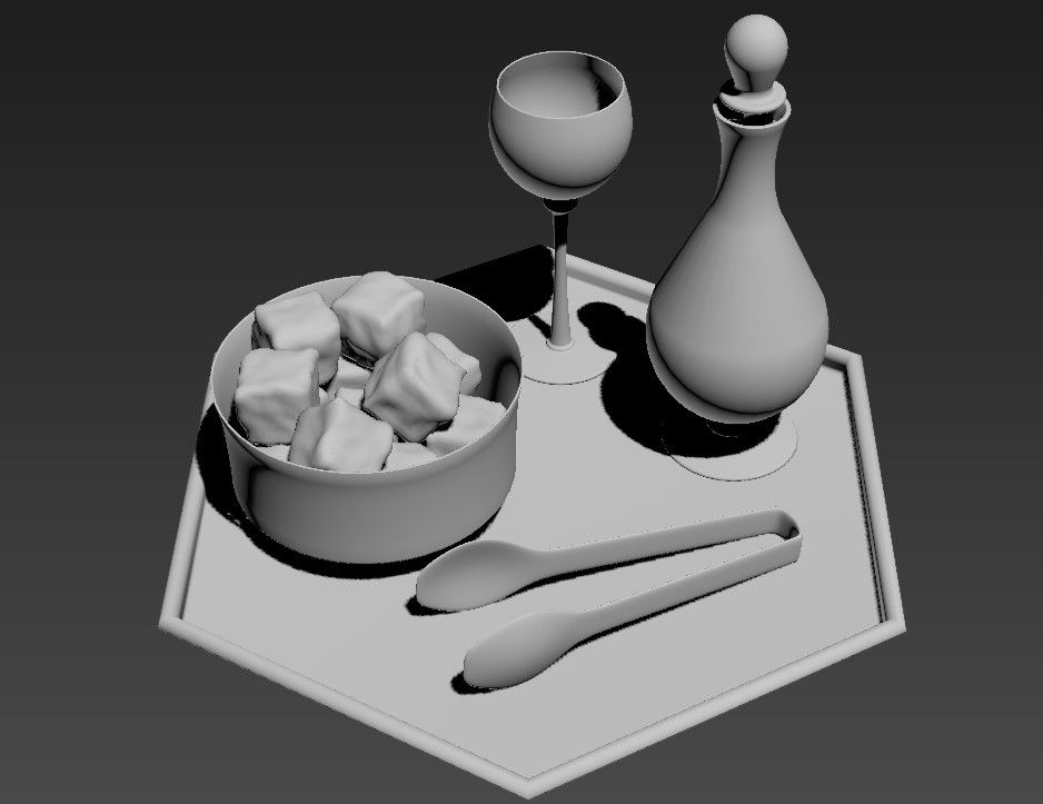 Wine Bottle With Ice Cubes Boxes And Glasses 3D MAX File Free