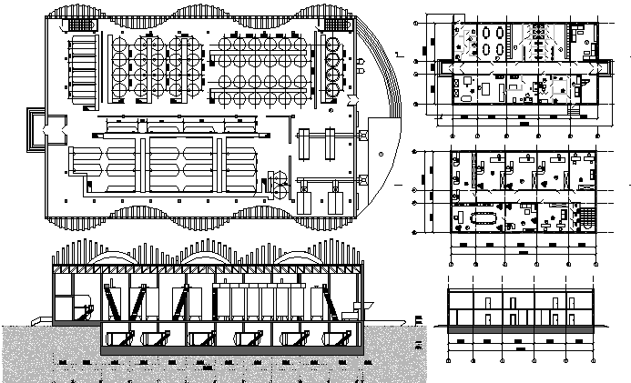 Winery factory plant, structure architecture project dwg file