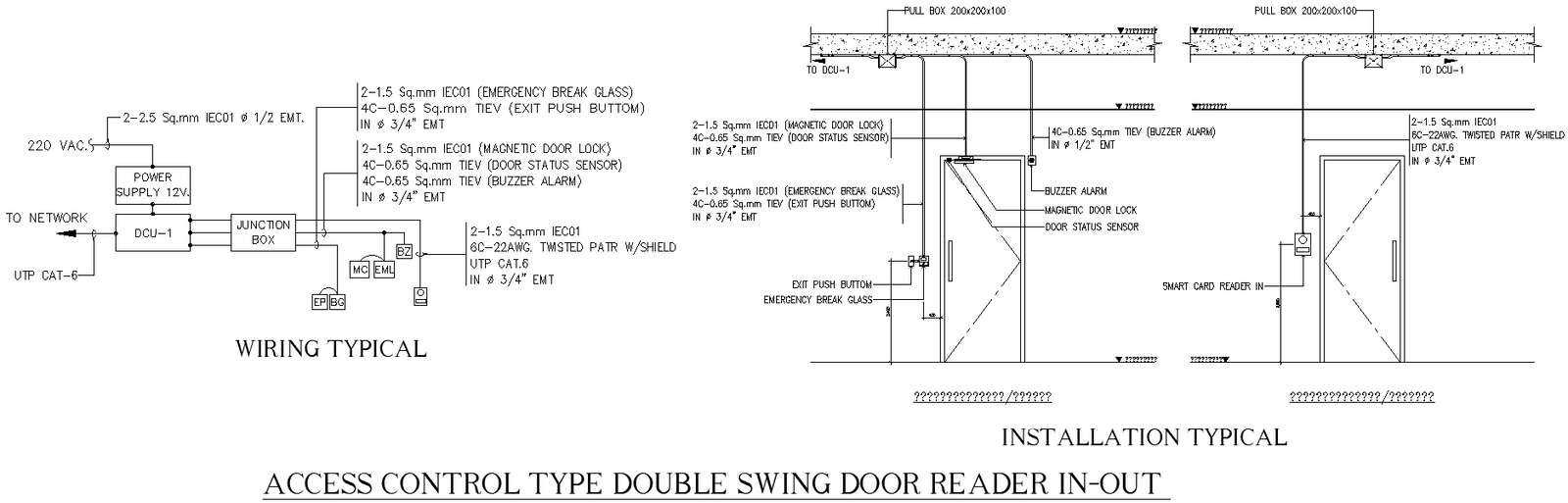 Wiring & Installation for Double Swing Door DWG | Cadbull