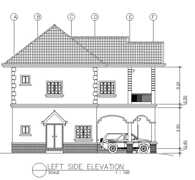 Wonderful left side house elevation and section details AutoCAD DWG drawing file is provided. Download the AutoCAD 2D DWG file.