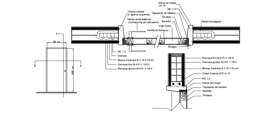 Wood Door Frame Detail In DWG File