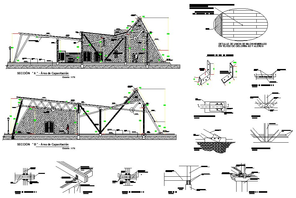 Wood carpentry details dwg file