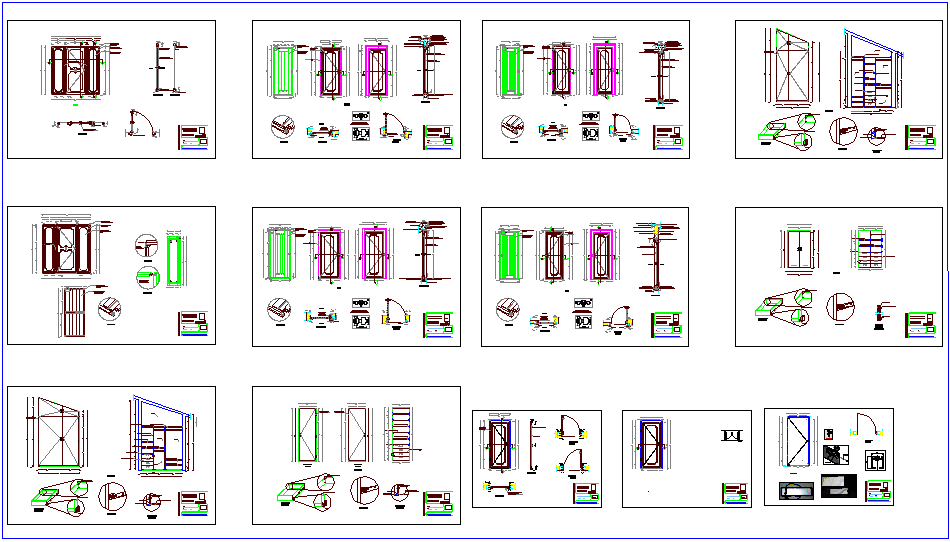 Wood framing door different types of design view dwg file
