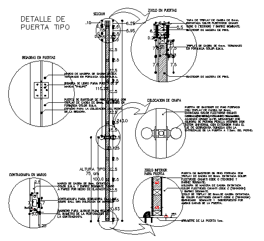 Wood opening architecture details of house door dwg file