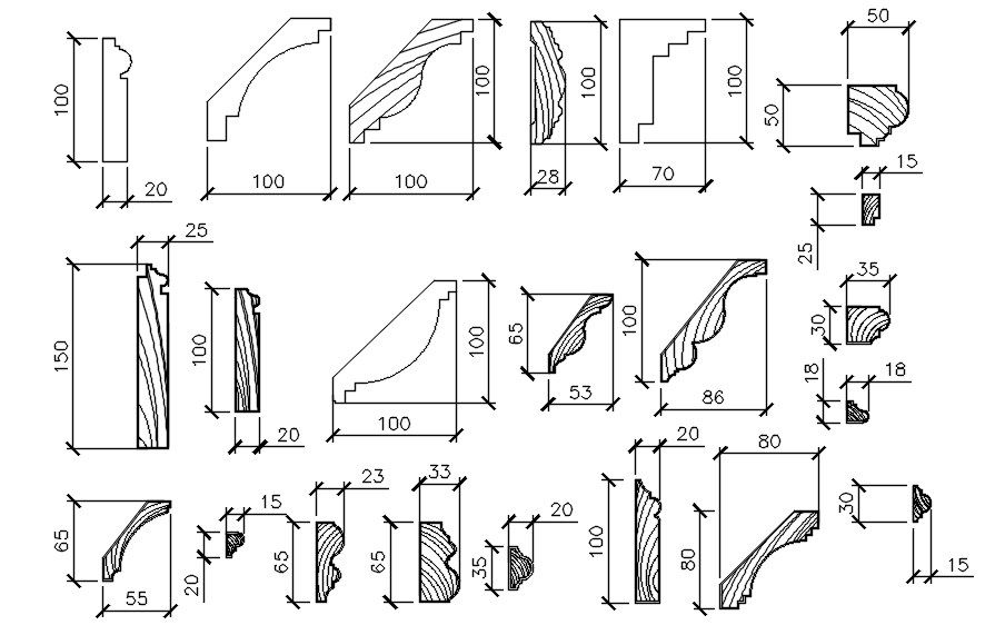 Wood Carving details in AutoCAD, dwg file.