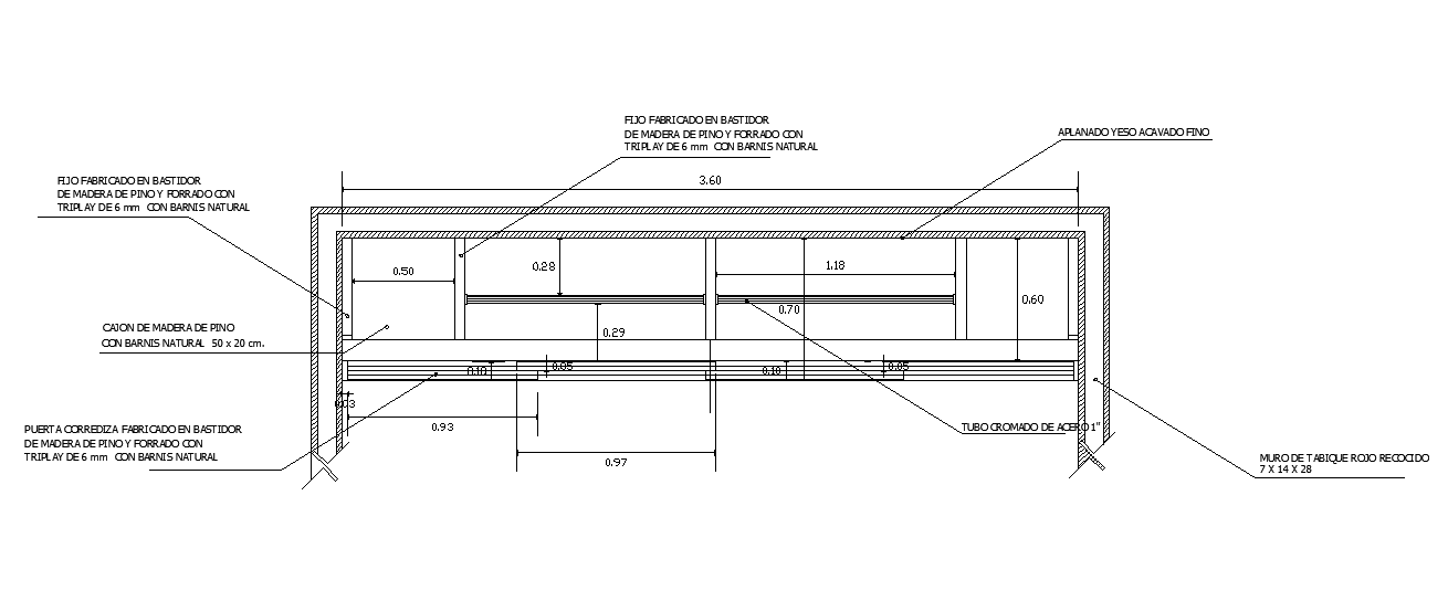 Wood Cupboard Top View Section CAD Drawing Download DWG File