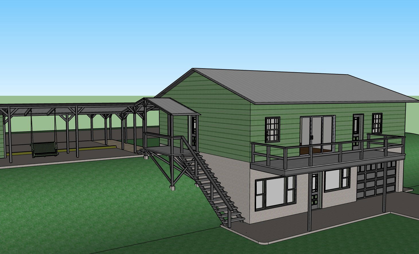 Wooden 3D House with open terrace garden