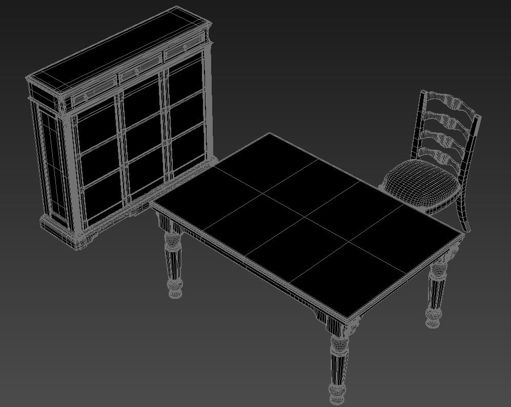 Wooden Centre Table Chair And Cabinet 3D MAX File Free Download