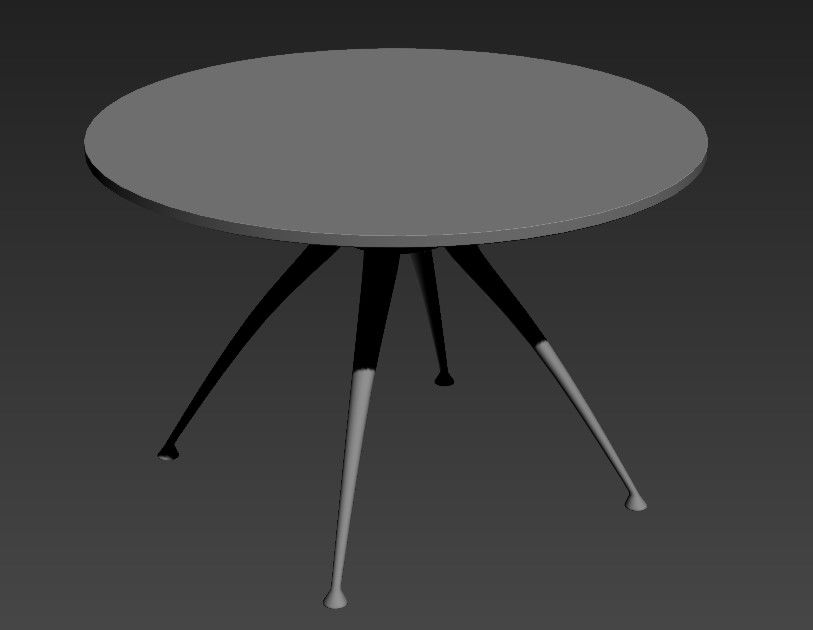 Wooden Circle Shape Coffee Table With SS Legs 3D MAX File