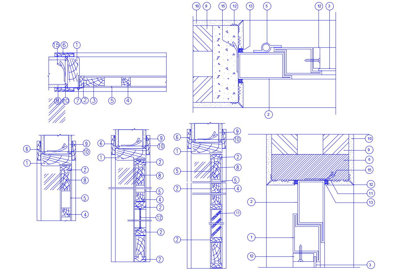 Wooden Door Window Frame Design With Section CAD File