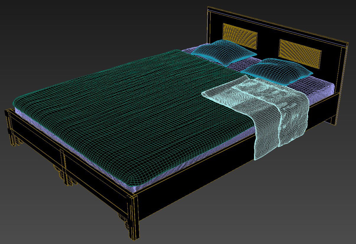 Wooden Double Bed Design Latest 3D MAX File