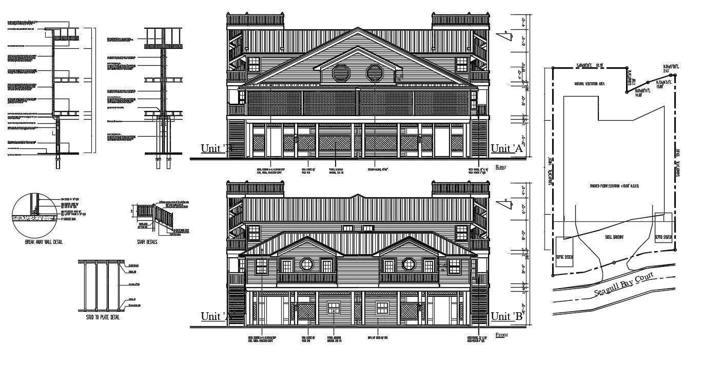 Wooden House Elevation Design DWG File