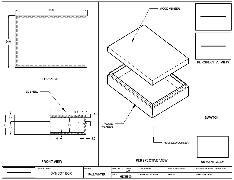Wooden Box Perspective View Detail Drawing Furniture Designs