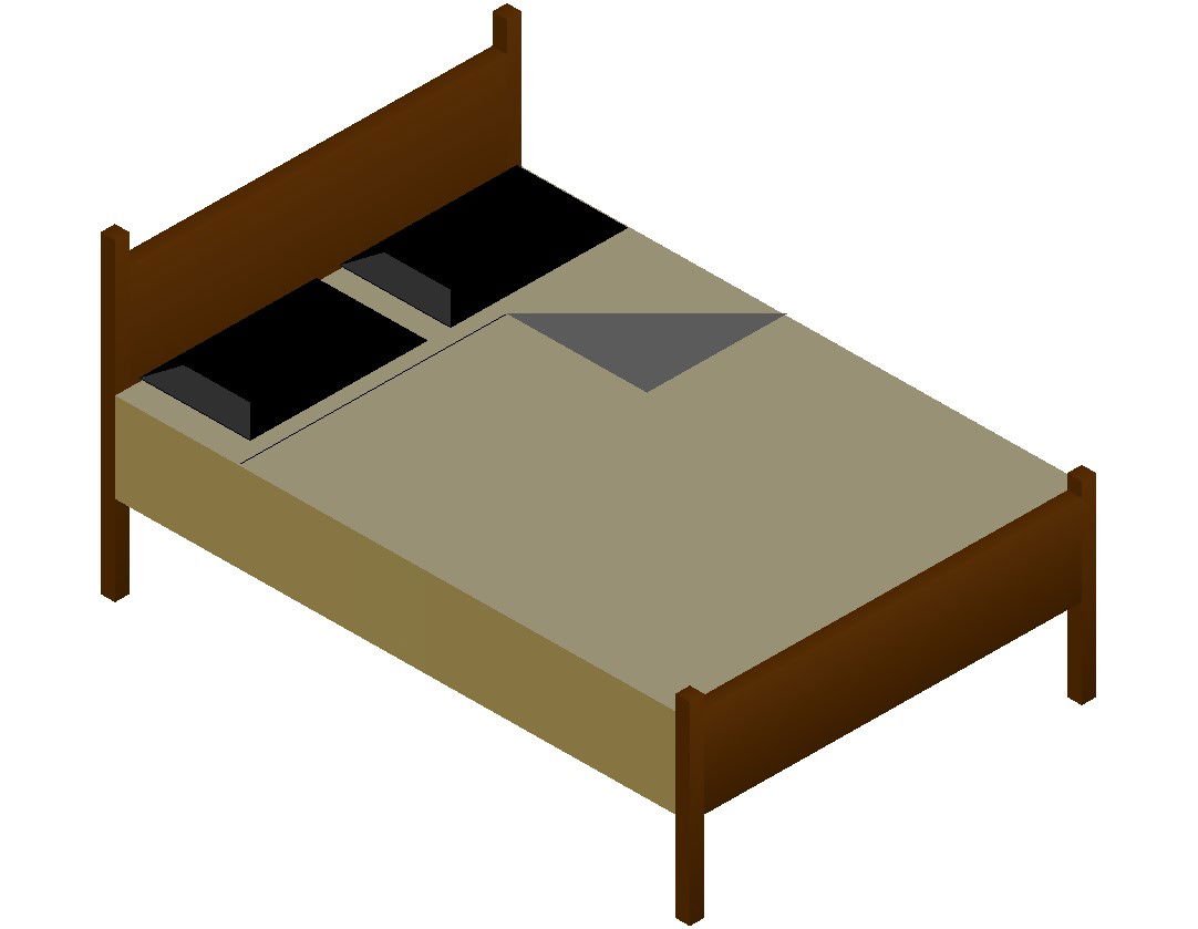 Wooden Simple Bed Design With Rendered Drawing In 3D MAX File