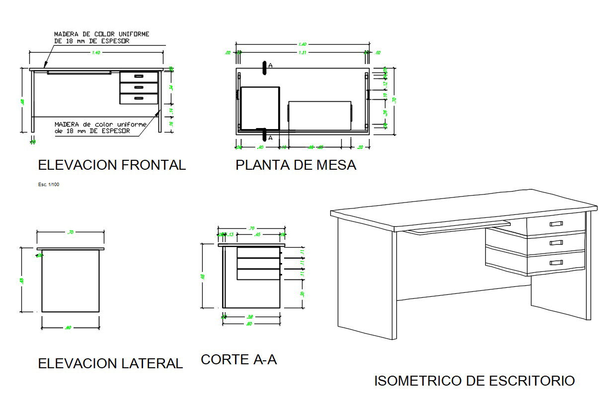 Wooden Table Carpenting DWG File