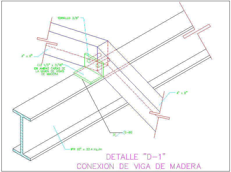 Wooden beam connection view 