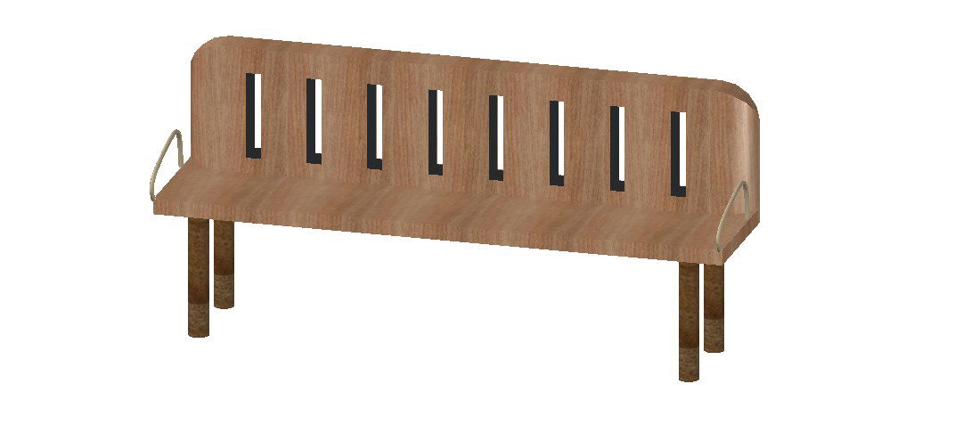 Wooden bench 3d elevation block cad drawing details skp file