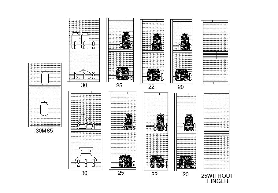 Wooden cabinet blocks for jar cad drawing details dwg file