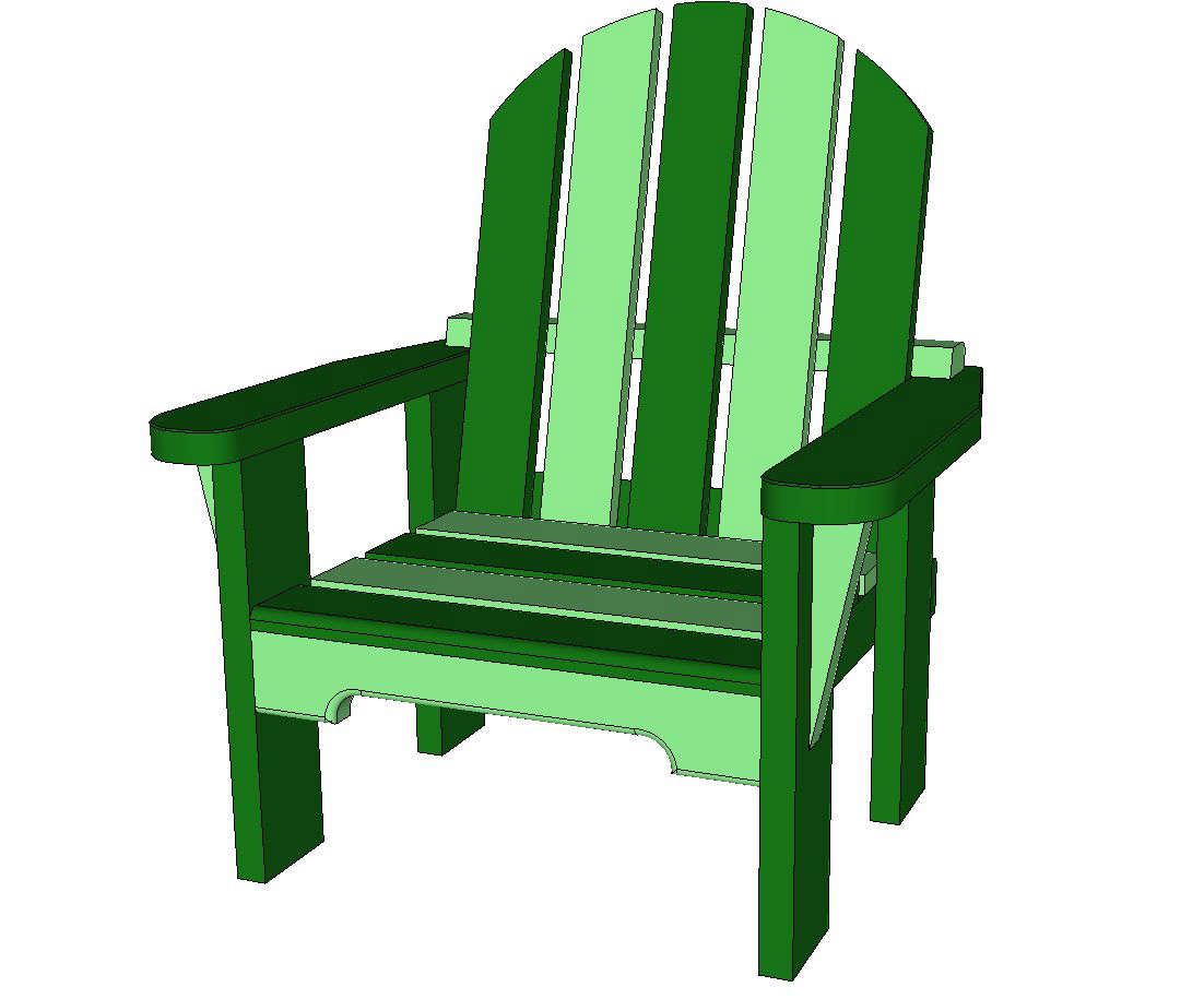 Wooden children chair front 3d elevation cad block details skp file