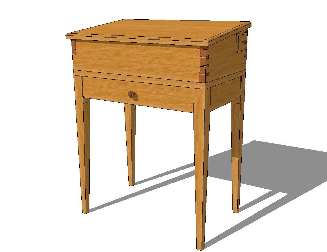 Wooden children desk with one drawer 3d drawing details skp file