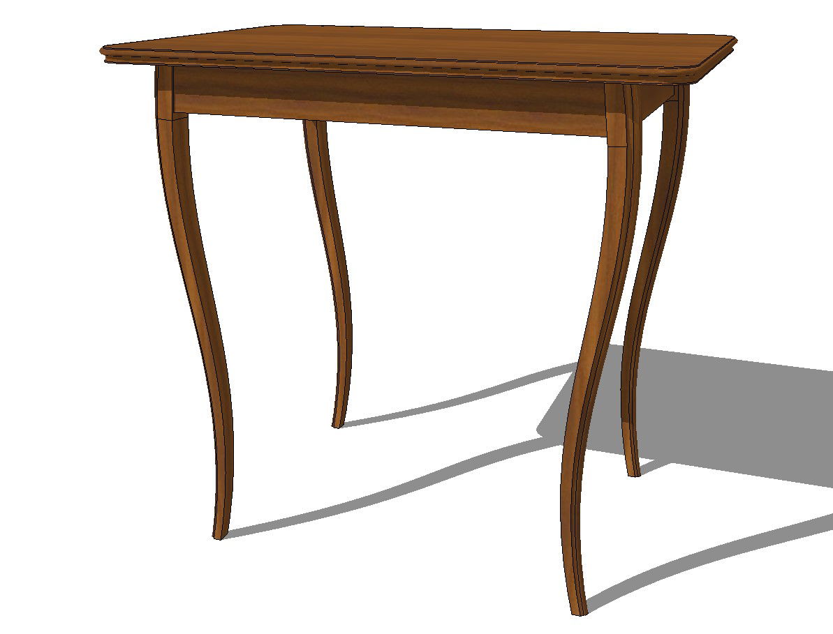 Wooden curved leg table 3d block cad drawing details skp file