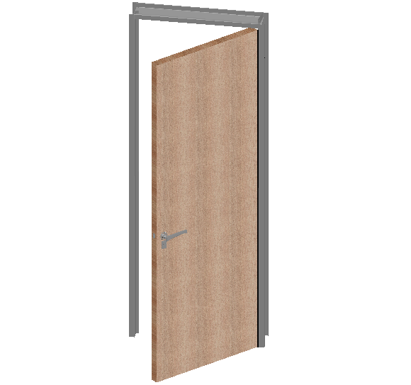 Wooden door design with frame view in 3d