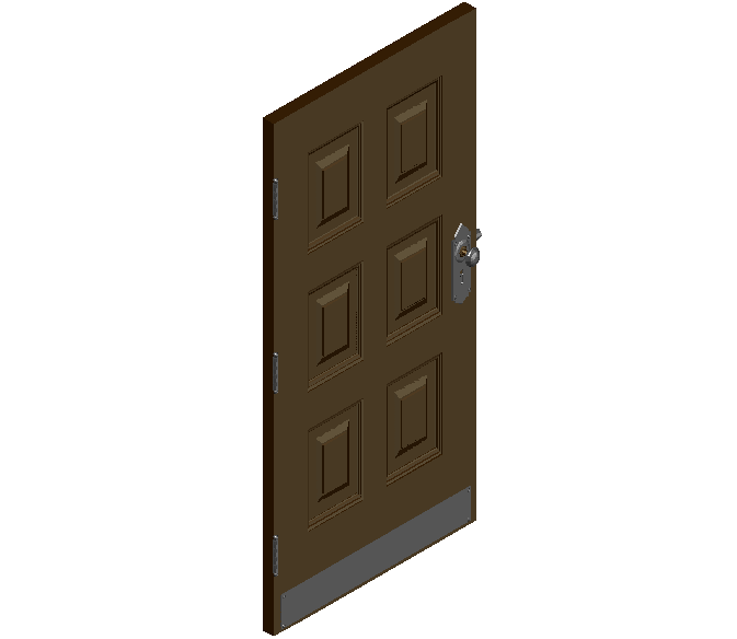 Wooden door in 3D view