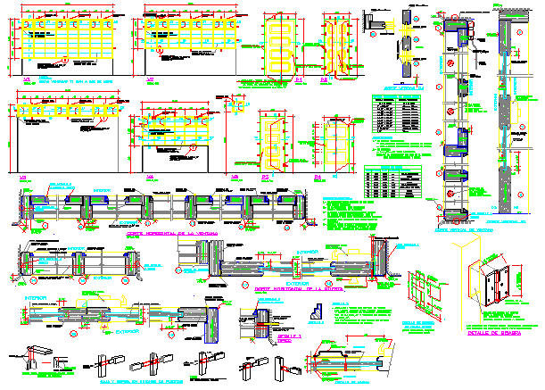 Wooden doors and casement windows details drawing