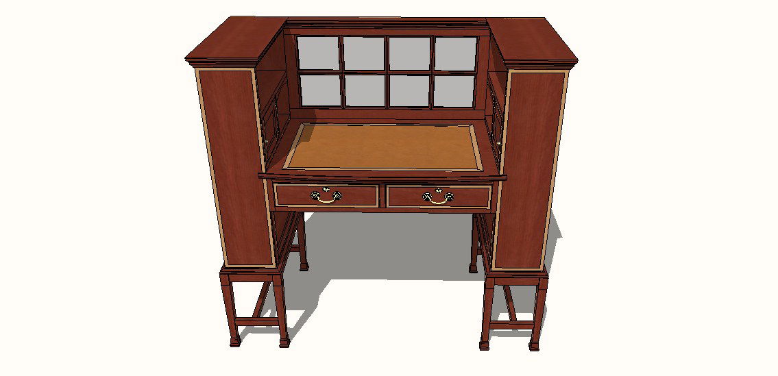 Wooden drawer table cabinet 3d model cad drawing details skp file
