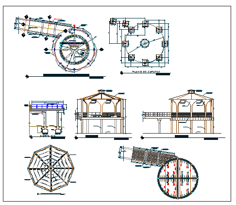 Wooden pergola details of private garden dwg file