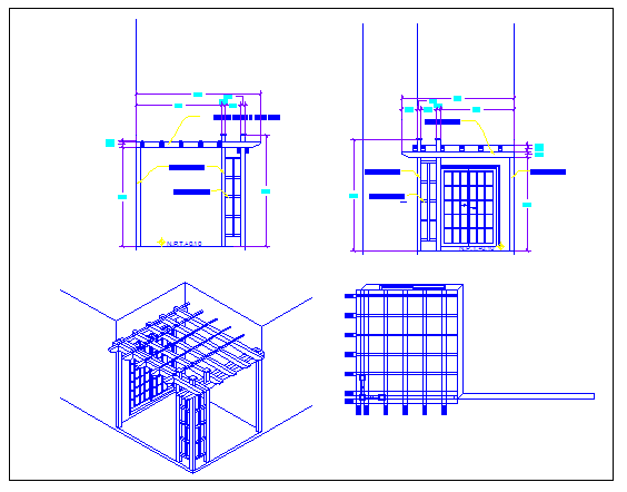 Wooden pergola lattice frame details dwg file
