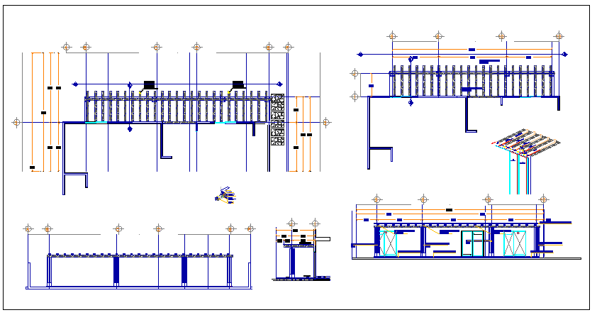 Wooden pergola of garden architecture project dwg file