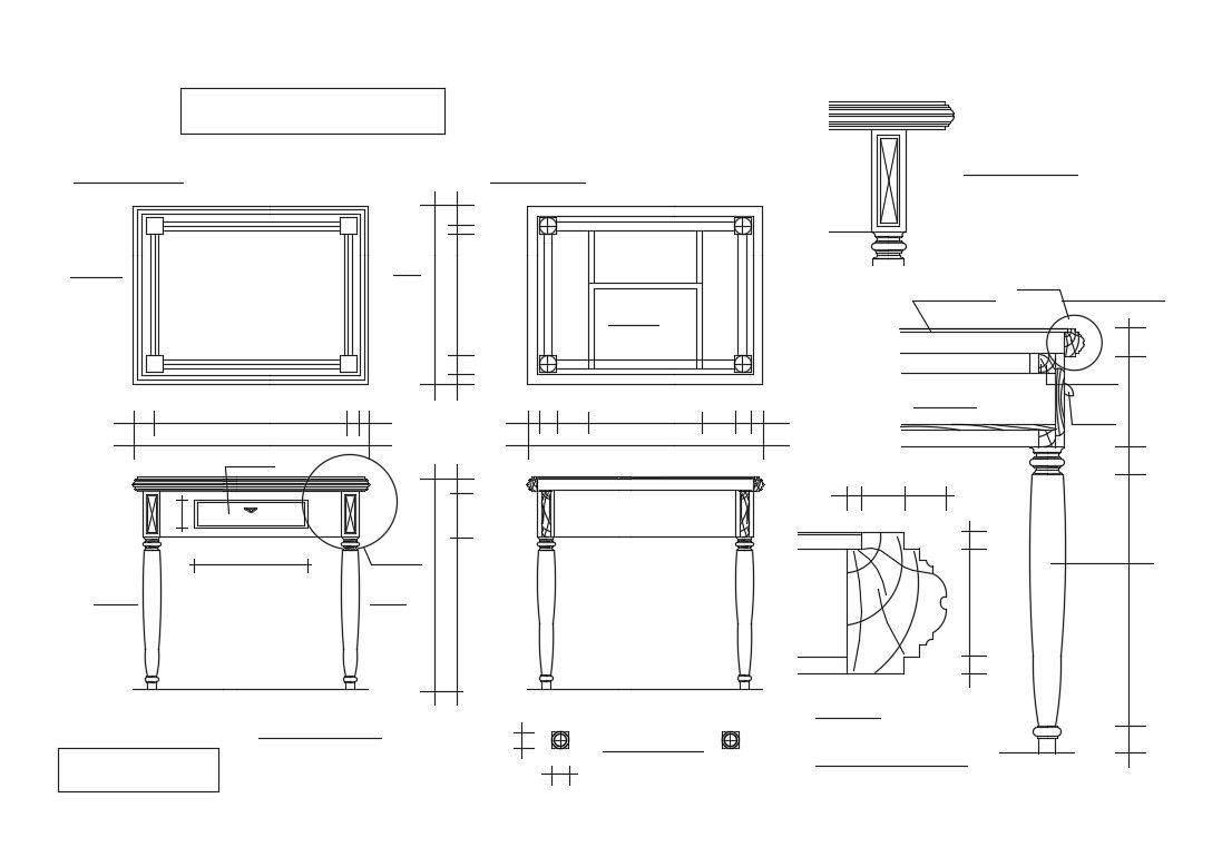 Wooden Table CAD Plan with Elevation and Section in DWG file