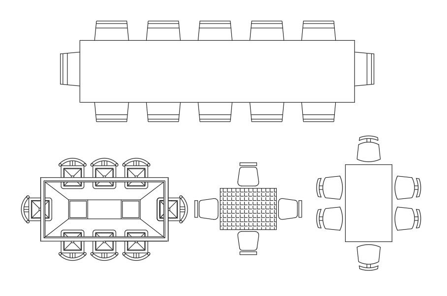 Wooden and Glass Dining Table Free DWG CAD Blocks File