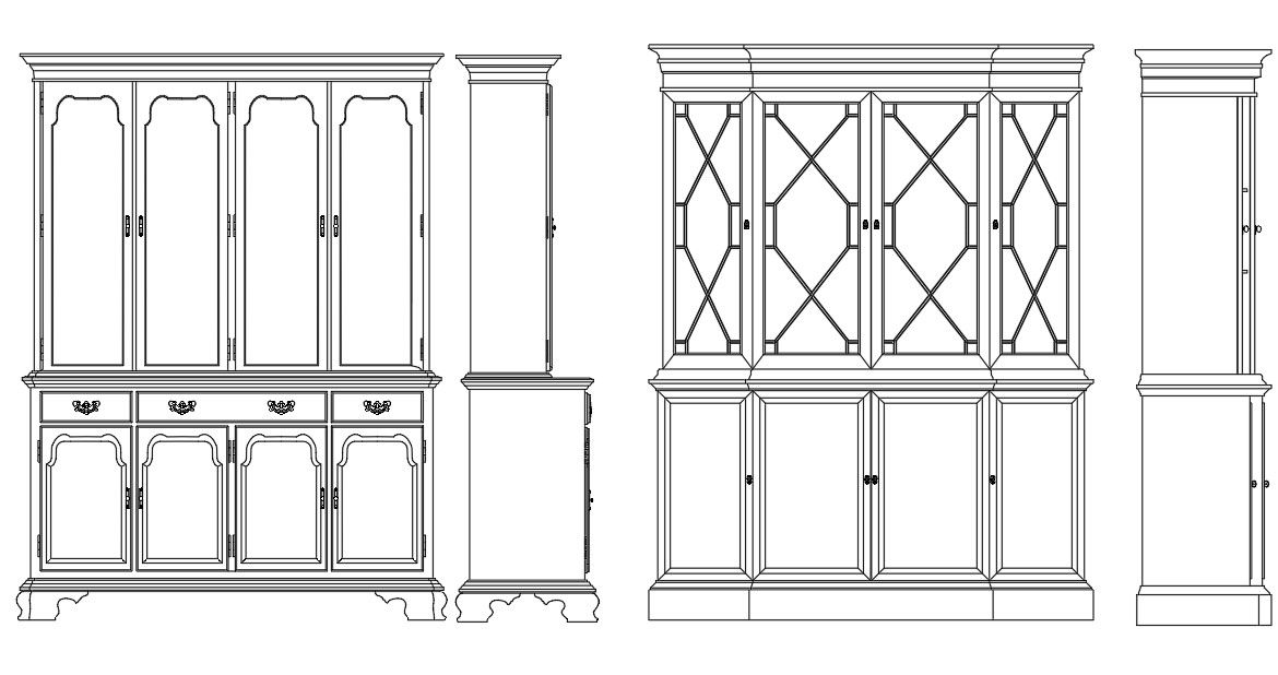 Free Wooden Cupboard Elevation CAD Blocks in DWG Format