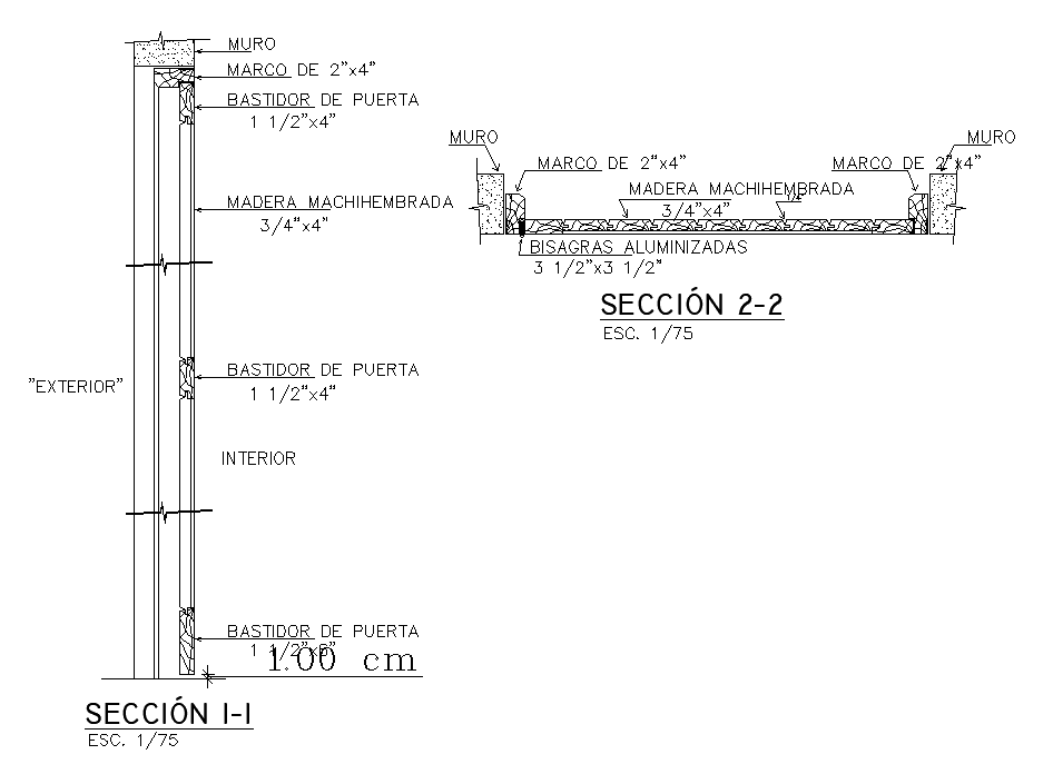Wooden Door Frame Section Drawing Download DWG File