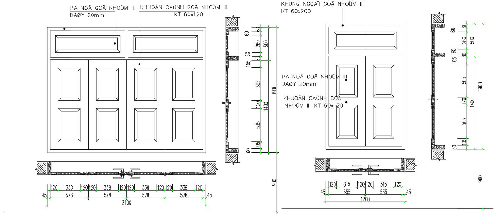 Wooden Door Front Elevation AutoCAD Drawing Free Download DWG File
