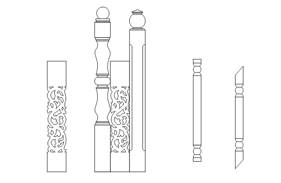 Wooden Pillar AutoCAD File with 2D CAD Blocks for Design Layout