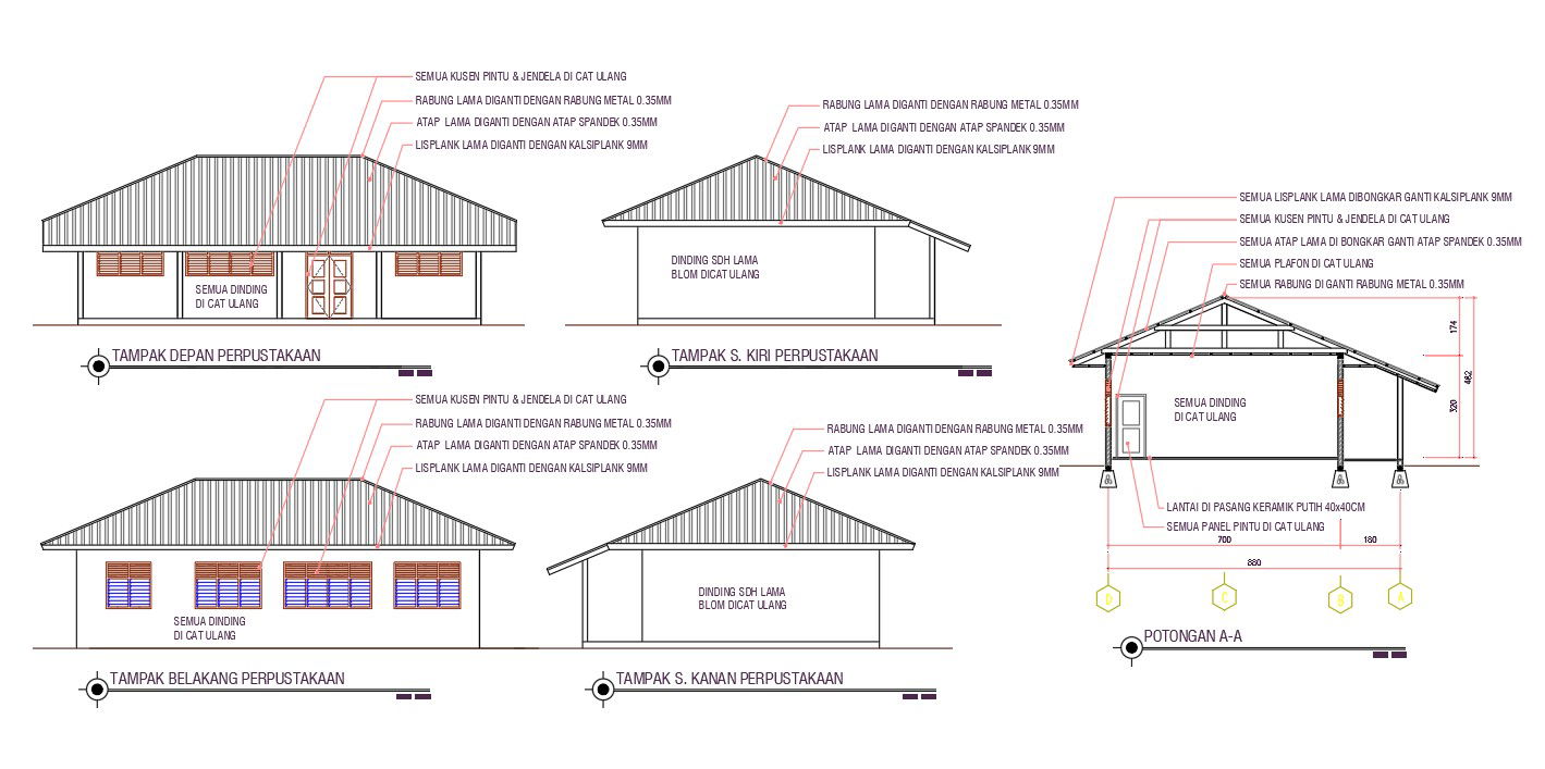 Wooden Truss Roof House Building Design DWG File