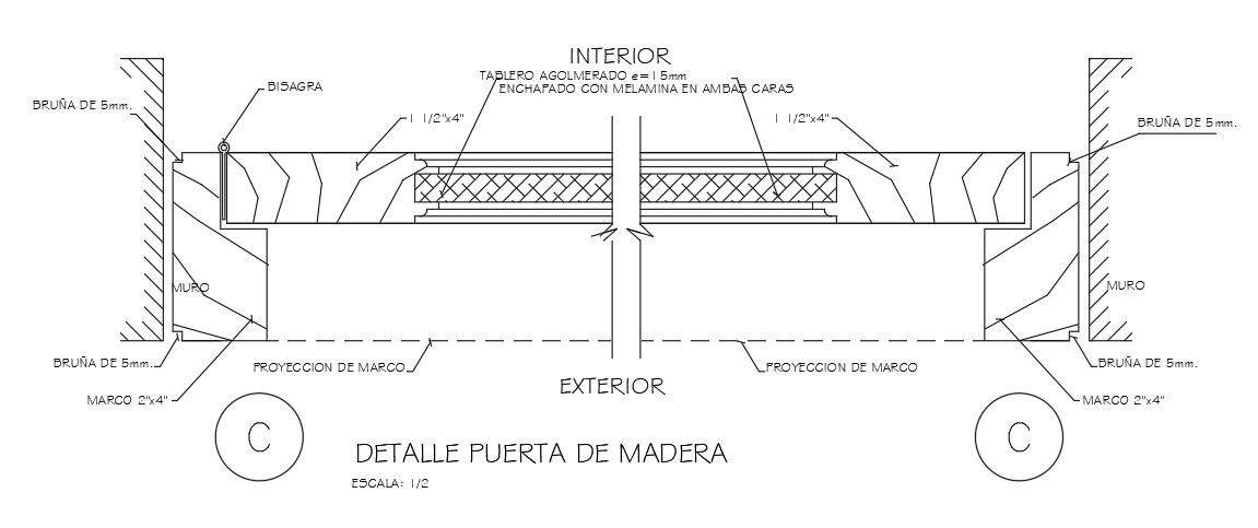 Wooden door detail drawing is given in this Autocad drawing file. Download now.