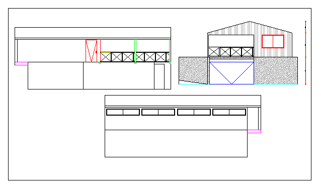 Work shop all sided elevation dwg file